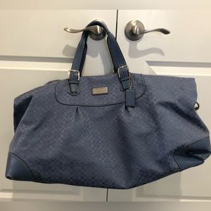 Baby blue vintage Coach duffel/overnight bag